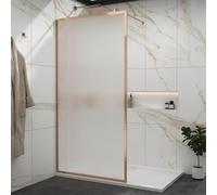 Luxor 700mm Walk in Wet Room Fluted Shower Screen with Brushed Bronze Frame 8mm Easy Clean Toughened Safety Glass & Top Support Arm