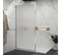 Luxor 900mm Walk in Wet Room Fluted Shower Screen with Chrome Frame 8mm Easy Clean Toughened Safety Glass & Top Support Arm