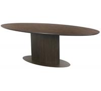 Luxor Brushed Brass Ribbed 10 Seater Oval Pedestal Dining Table