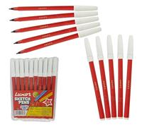 LUXOR Colouring Felt Tip Pens, RED, Fine Point, Pack of 10, Multi Value Pack for School Home Nursery Use, Write Draw Sketch Mark, iZOFAX Black Ball Pen