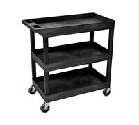 LUXOR EC111-B Tub Storage Cart 3 Shelves - Black,32" x 18"