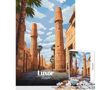 Luxor Egypt Temple Illustration 1000 Pieces Jigsaw Puzzles for Teenagers Boost Cognitive Clarity And Sharpness Mindful Calm Play Enjoyment (38x52cm)