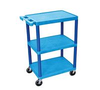 LUXOR HE34-BU Shelf Utility Cart, 3 Shelves, 32.5", Blue