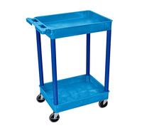 Luxor Home Office Tub Utility Cart 2 Plastic Shelves with 4" Casters, Blue