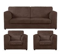 Luxor Jumbo Cord 3 + 1 + 1 Fabric 3 Piece Sofa Suite - Fullback Furnishings For Less UK Chocolate One Size