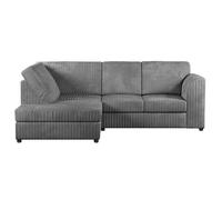 Luxor Jumbo Cord 4 Seater Corner sofa Left Hand Facing - Full Back Furnishings For Less UK Grey One Size