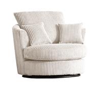 Luxor Jumbo Cord Fabric Single Seater 360 Degree Swivel Chair Sofa Accessory Furnishings For Less UK Cream One Size