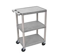 Luxor Multipurpose Storage Utility Cart 3 Shelves Structural Foam Plastic - Gray