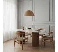 Luxor Oval Natural White Marble Top Dining Table With Wooden Legs 6 To 8 Seater
