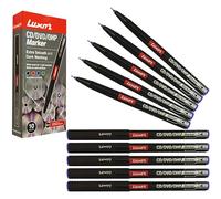 Luxor Permanent Marker Pens, BLUE, Extra Fine Tip, Pack of 10, CD/DVD/OHP Smooth Surface Markers, Waterproof Ink, Mark Write Draw, iZOFAX Black Ball Pen