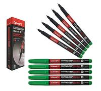 Luxor Permanent Marker Pens, GREEN, Fine Tip, Pack of 10, CD/DVD/OHP Smooth Surface Markers, Waterproof Ink, Mark Write Draw, iZOFAX Black Ball Pen