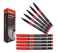 Luxor Permanent Marker Pens, RED, Fine Tip, Pack of 10, CD/DVD/OHP Smooth Surface Markers, Waterproof Ink, Mark Write Draw, iZOFAX Black Ball Pen