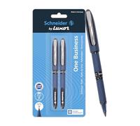 Luxor Schneider One Business Roller Ball Pen, Pack of 2, 0.6 mm Cone Tip, Ink Colour - Black, 2200 metres writing length, Cap off Time 2-3 days