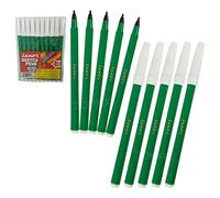 LUXOR Watercolour Felt Tip Pens Writing Pack Write Colour Draw Sketch Mark Gift Party Bag Filler (10 x GREEN Felt Tip Pens + 1 x ZOFAX Brite Black Ball Pen)