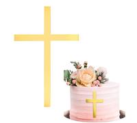 Luxorium 1 x Cake Decoration Communion Cross in Gold Cake Topper for Confirmation Christening Cake Decoration Made of Acrylic