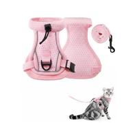 Luxorium Cat Harness Escape Proof S Pink with Lead 1.4 m Adjustable Harness for Kittens and Small Breathable Reflective Mesh for Walking and Outdoor Activities