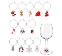 Luxorium Pack of 12 Christmas Glass Markers, Wine Glass Pendants, Elegant Glass Markers, Table Decoration for Christmas and New Year's Eve