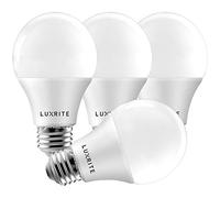 Luxrite A19 LED Light Bulb 60W Equivalent, 3000K Warm White Dimmable, 800 Lumens, Standard LED Bulb 9W, E26 Base, Energy Star, Enclosed Fixture Rated, Perfect for Lamps and Home Lighting (4 Pack)