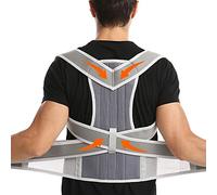 LUXRUB Breathable Posture Corrector For Men And Women Full Back Brace Humpback Girdle Spine Lumbar Support Belt Therapy Corset Shoulder Neck Clavicle Waist Pain Relief (Color : Grey, Size : M)