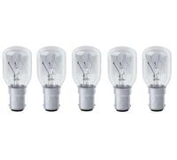 Luxsa Lighting Pack of 5 Pygmy 15w sbc B15 Clear Sign Appliance Sewing Fridge Freezer Lava Lamp 60 Lumen 2800k Glass Warm White Small Bayonet Cap