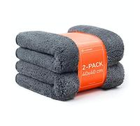 Luxshield Microfibre Cloth 2 pack for Car Drying & Cleaning, Dry towel Polishing Cloths 1200 GSM, 40 x 40, Grey