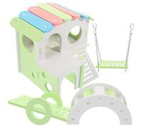 Luxshiny 1 Set Decorative Hamster Hideout Colorful Bridge Swing Platform for Hamsters and Guinea Pigs Durable with Ladder for Play Sleep Fun Activity Hideaway