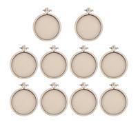 Luxshiny 10 Pcs Mini Embroidery Hoops ，Small Round Adjustable Wooden Craft Frames 1.85X1.57In for DIY Cross Stitch Pendant Necklace Hand Sewing Arts