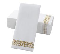 Luxshiny 100pcs Disposable Gold Printed Dinner Napkins 40x30cm Thick Folded Paper Guest Towels for Wedding Bridal Shower Party Banquet