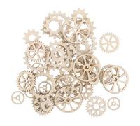 Luxshiny 100pcs Wooden Gear Slices for DIY Craft Projects, Unfinished Wood Ornaments in Beige, for Painting, Developing Logical Thinking, and Family Bonding Activities