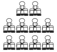 Luxshiny 10pcs Binder Clip Metal Wire Clip Black Iron Hollow Design Sleek Modern Electroplated Paper Organization Craft Projects Lightweight Smooth Surface