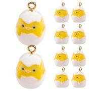 Luxshiny 10pcs Easter-themed Chicken Eggshell Pattern Resin Pendant Charms Flocking, Smooth the Touch and Sturdy, for Anklets and Necklaces DIY Craft Supplies