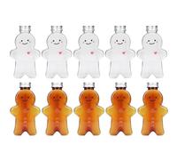 Luxshiny 10pcs Gingerbread Man Water Bottles 7Oz Clear Design Beverage Bottles Christmas Themed Candy Jars Party Candy Containers Present Packing Slim Juice