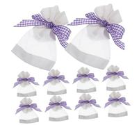 Luxshiny 10pcs Lavender Sachet Bags with Transparent Window Refillable Fragrance Pouches for Gift Packaging and Storage Multi Use Empty Sachet Storage Bags Purple Checkered Linen Pouches