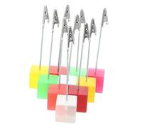Luxshiny 10pcs Photo Clip Stand Memo Clip Resin and Metal Cube Base Lively Decorative Table Sign Stand for Place on The Table and Anniversaries Party Random Color