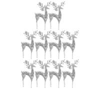 Luxshiny 10pcs Silver Elk Christmas Tree Pendants, Plastic Xmas Party Ornaments for Winter Snow Theme Party, Festive Decorative Hanging Ornaments