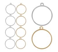 Luxshiny 10pcs Stainless Steel Open Back Bezel Charms for Resin Jewelry Making Round Hollow Frame Setting Blanks DIY Pendants for Crafting Jewelry Design
