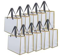 Luxshiny 10pcs White Paper Bags with Handles for Packaging Party Gift Bags with Enhanced Load-bearing Design and Sturdy Construction Classic Pure White Paper for Bulk Use and Party Favor