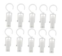 Luxshiny 10pcs White Plastic Curtain Clips with Rotatable Coat Hooks for Door Curtains and Shower Sturdy Design for Fixing Heavier with Longer Service Life