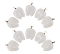 Luxshiny 10pcs White Resin Teeth Charms for DIY Jewelry Making, Lightweight and Easy Layering Pendants with Realistic Tooth Design, for Jewelry Making and Dentist