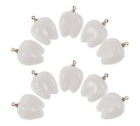 Luxshiny 10pcs White Resin Tooth Pendant Charms with Realistic Tooth Design, Dangle Charms for Jewelry Making and Bracelets, Versatile Accessories for Dentist or Birthday Presents
