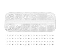 Luxshiny 12-Compartment Mixed Size Metal Steel Bead Nail Studs DIY Manicure Nail Charms Set Accessories for Salon and Home Use