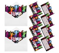 Luxshiny 12 Jumping Theme Birthday Party Invitations with Envelopes, 12-set Black Double-sided Cards for ’ Birthday and Halloween Party Supplies