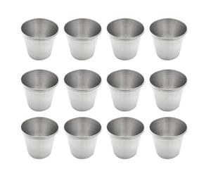 Luxshiny 12pcs 45ml Stainless Steel Shot Cup Portable Barware | Compact Stacking Design, Smooth Finely Polished Surface, Convenient for Caterers, Bartenders, Travel and Outdoor Hiking