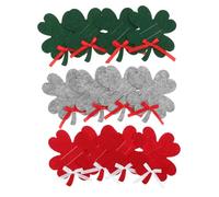 Luxshiny 12pcs Felt Four Leaf Clover Wallets Christmas Credit Card Holders Money Clips Compact Card Organizers Red Green Gray Small Reusable Holiday Travel Shopping