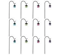 Luxshiny 12pcs Miniature Garden Lamps with Glow in The Dark Feature, Resin and Iron Vintage Lanterns for Outdoor Use, Sturdy Decorative Street Light Model Posts for Miniature Garden