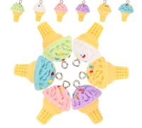 Luxshiny 12Pcs Resin Ice Cream Jewelry Pendants Assorted Colors for DIY Accessories, Smooth Surface Charms for Bracelets, Necklaces, Earrings, for Crafting and Events