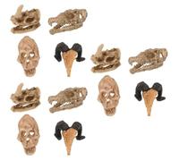 Luxshiny 12pcs Resin Skull Aquarium Ornament for Reptile Tank Decoration Realistic Skull Models Including Primate Rhino Goat Crocodile Heads Multi-species Hide Caves for Fish Gecko Scorpion