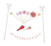 Luxshiny 12Pcs Rose Gold Birthday Cake Topper Elegant Happy Birthday Decorations with Glitter Stars Confetti Balloons Paper Fans for Festive Cake Decor