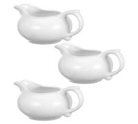 Luxshiny 140ml Ceramic Creamer with Handle, 3pc Mini White Ceramic Milk Jug Small Coffee Milk Creamer Pitcher Gravy Boats (12x8.5x4.5cm)