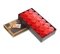 Luxshiny 18pcs Gradient Red Scented Soap Rose Flower Box Artificial Soap Flowers for Bath and Shower Set for Women Valentine’s Birthday Wedding Decor